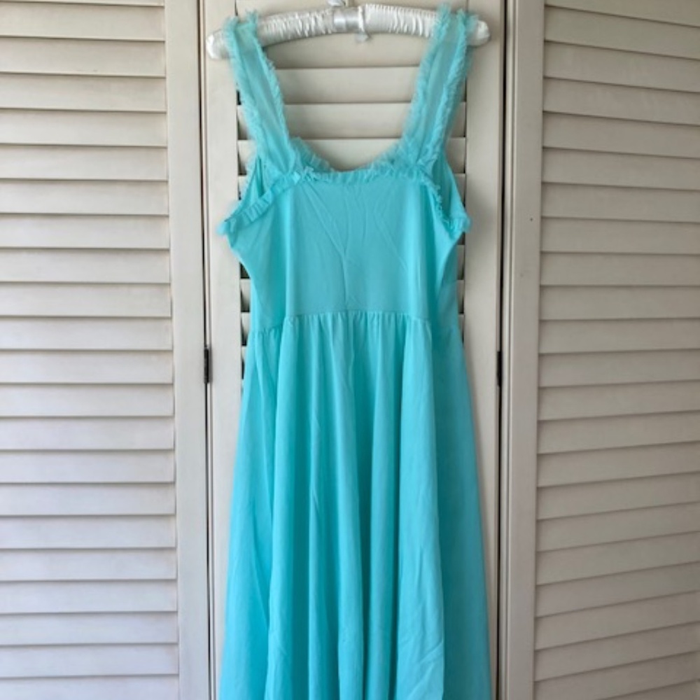 1950's Gotham Turquoise Nylon & Chiffon Nightie - Picture 7 of 13